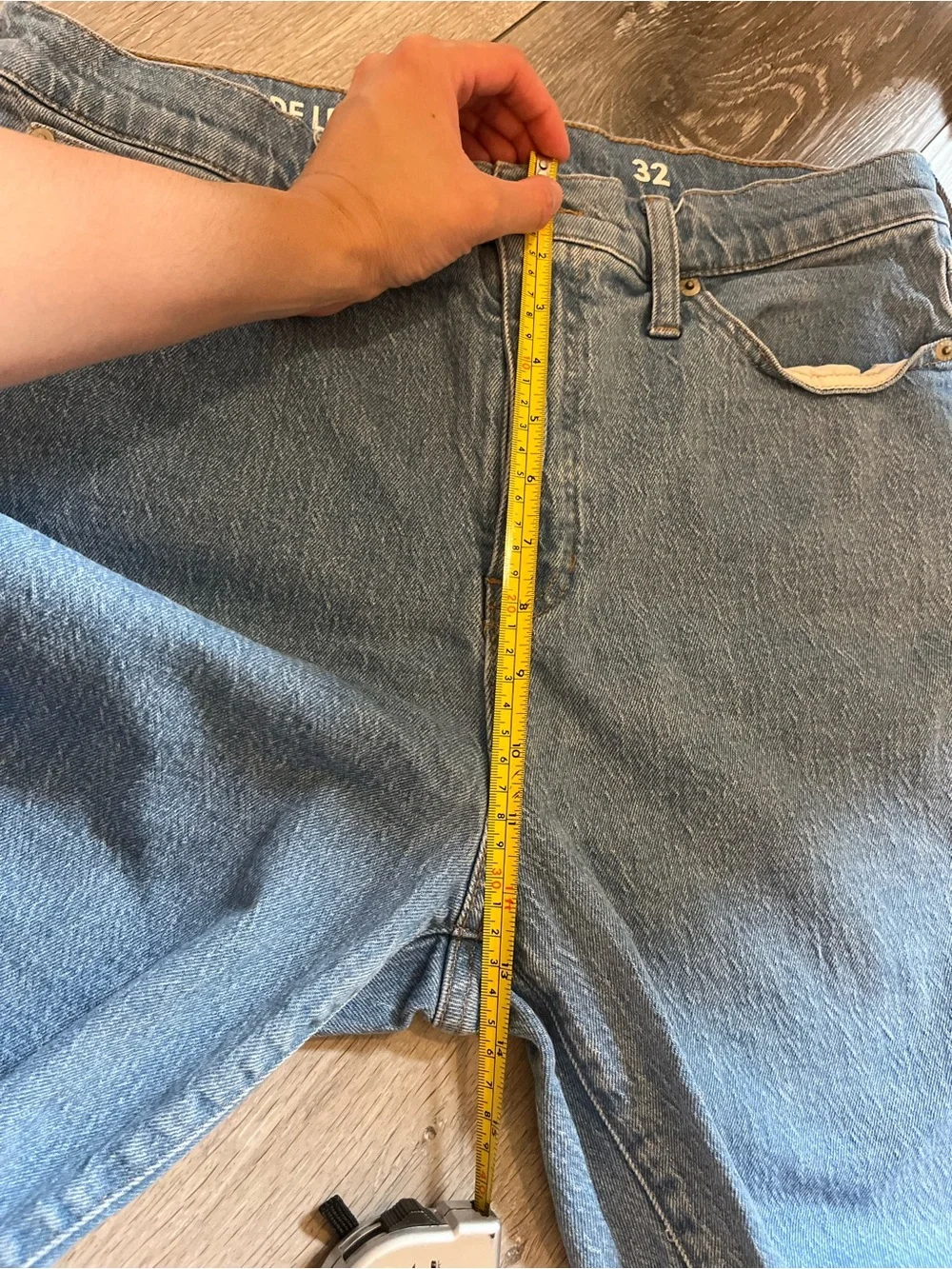 J.Crew Slim Wide-Leg Denim Light Wash Distressed Hem Jean Size 32